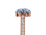 Rose gold Fancy Blue Round  Solitaire Diamond Ring with Channel Set Band and Bezel Prong Setting_61