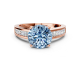 Rose gold Fancy Blue Round  Solitaire Diamond Ring with Channel-Set Band and Four-Prong Setting_3