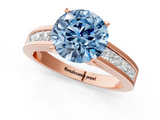 Rose gold Fancy Blue Round  Solitaire Diamond Ring with Channel-Set Band and Four-Prong Setting_4