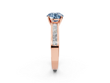 Rose gold Fancy Blue Round  Solitaire Diamond Ring with Channel-Set Band and Four-Prong Setting_5