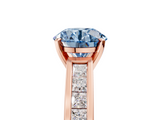 Rose gold Fancy Blue Round  Solitaire Diamond Ring with Channel-Set Band and Four-Prong Setting_8