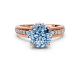 Rose gold Fancy Blue Round  Solitaire Diamond Ring with Channel Set Band and Six-Prong Setting_48