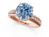 Rose gold Fancy Blue Round  Solitaire Diamond Ring with Channel Set Band and Six-Prong Setting_49