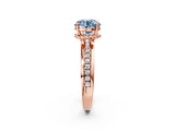 Rose gold Fancy Blue Round  Solitaire Diamond Ring with Channel Set Band and Six-Prong Setting_50