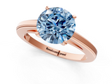 Rose gold Fancy Blue Round  Solitaire Diamond Ring with Four-Prong Setting and Classic Band_4