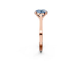 Rose gold Fancy Blue Round  Solitaire Diamond Ring with Four-Prong Setting and Tapered Band 2