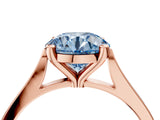 Rose gold Fancy Blue Round  Solitaire Diamond Ring with Four-Prong Setting and Tapered Band 4