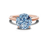 Rose gold Fancy Blue Round  Solitaire Diamond Ring with Four-Prong Setting on a Plain Band_20