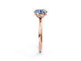 Rose gold Fancy Blue Round  Solitaire Diamond Ring with Four-Prong Setting on a Plain Band_22