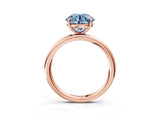 Rose gold Fancy Blue Round  Solitaire Diamond Ring with Four-Prong Setting on a Plain Band_23