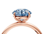Rose gold Fancy Blue Round  Solitaire Diamond Ring with Four-Prong Setting on a Plain Band_24