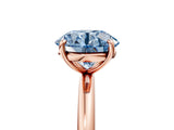 Rose gold Fancy Blue Round  Solitaire Diamond Ring with Four-Prong Setting on a Plain Band_25