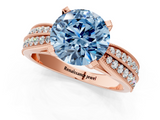 Rose gold Fancy Blue Round  Solitaire Diamond Ring with Milgrain Pavé Band and Four-Prong Setting_20