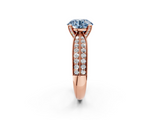Rose gold Fancy Blue Round  Solitaire Diamond Ring with Milgrain Pavé Band and Four-Prong Setting_21
