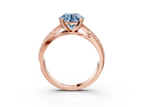 Rose gold Fancy Blue Round  Solitaire Diamond Ring with Milgrain Pavé Band and Four-Prong Setting_22