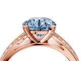 Rose gold Fancy Blue Round  Solitaire Diamond Ring with Milgrain Pavé Band and Four-Prong Setting_23