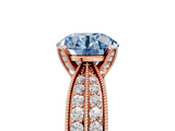 Rose gold Fancy Blue Round  Solitaire Diamond Ring with Milgrain Pavé Band and Four-Prong Setting_24