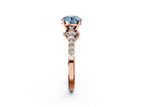 Rose gold Fancy Blue Round  Solitaire Diamond Ring with Pavé Band and Four-Prong Setting_87