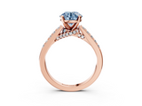 Rose gold Fancy Blue Round  Solitaire Diamond Ring with Pavé Band and Four-Prong Setting_88