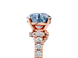 Rose gold Fancy Blue Round  Solitaire Diamond Ring with Pavé Band and Four-Prong Setting_90