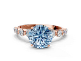 Rose gold Fancy Blue Round  Solitaire Diamond Ring with Pave Band and Four-Prong Setting_309