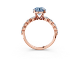 Rose gold Fancy Blue Round  Solitaire Diamond Ring with Pave Band and Four-Prong Setting_312