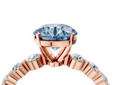 Rose gold Fancy Blue Round  Solitaire Diamond Ring with Pave Band and Four-Prong Setting_313