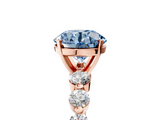 Rose gold Fancy Blue Round  Solitaire Diamond Ring with Pave Band and Four-Prong Setting_314