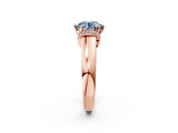 Rose gold Fancy Blue Round  Solitaire Diamond Ring with Pave Band and Six-Prong Setting_34