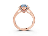 Rose gold Fancy Blue Round  Solitaire Diamond Ring with Pave Band and Six-Prong Setting_35