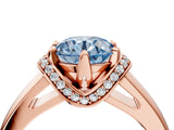 Rose gold Fancy Blue Round  Solitaire Diamond Ring with Pave Band and Six-Prong Setting_36