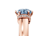 Rose gold Fancy Blue Round  Solitaire Diamond Ring with Pave Band and Six-Prong Setting_37