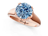 Rose gold Fancy Blue Round  Solitaire Diamond Ring with Six-Prong Cathedral Setting_33