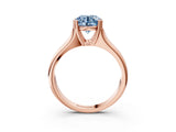 Rose gold Fancy Blue Round  Solitaire Diamond Ring with Six-Prong Cathedral Setting_35