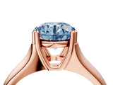 Rose gold Fancy Blue Round  Solitaire Diamond Ring with Six-Prong Cathedral Setting_36