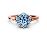 Rose gold Fancy Blue Round  Solitaire Diamond Ring with Six-Prong Setting and Tapered Band_17