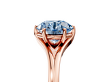 Rose gold Fancy Blue Round  Solitaire Diamond Ring with Six-Prong Setting and Tapered Band_22