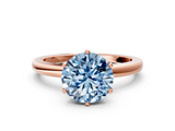 Rose gold Fancy Blue Round  Solitaire Diamond Ring with Six-Prong Setting on a Classic Band_3