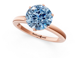 Rose gold Fancy Blue Round  Solitaire Diamond Ring with Six-Prong Setting on a Classic Band_4