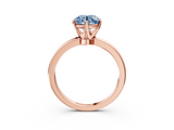 Rose gold Fancy Blue Round  Solitaire Diamond Ring with Six-Prong Setting on a Classic Band_6