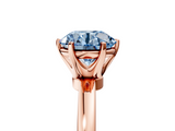 Rose gold Fancy Blue Round  Solitaire Diamond Ring with Six-Prong Setting on a Classic Band_8