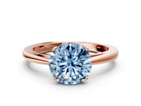 Rose gold Fancy Blue Round  Solitaire Diamond Ring with Split Shank and Four-Prong Setting_20