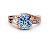 Rose gold Fancy Blue Round  Solitaire Diamond Ring with Split Shank and Prong Setting_41