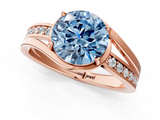 Rose gold Fancy Blue Round  Solitaire Diamond Ring with Split Shank and Prong Setting_42