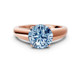 Rose gold Fancy Blue Round  Solitaire Diamond Ring with Tapered Band and Four-Prong Setting_49