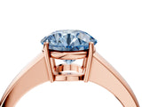 Rose gold Fancy Blue Round  Solitaire Diamond Ring with Tapered Band and Four-Prong Setting_53