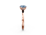 Rose gold Fancy Blue Round  Solitaire Diamond Ring with Thin Band and Four-Prong Setting_5