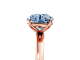 Rose gold Fancy Blue Round  Solitaire Diamond Ring with Thin Band and Four-Prong Setting_8
