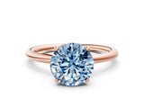 Rose gold Fancy Blue Round  Solitaire Diamond Ring with a Classic Band and Four-Prong Setting 1