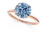 Rose gold Fancy Blue Round  Solitaire Diamond Ring with a Classic Band and Four-Prong Setting 2